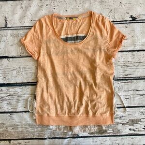 Anthropologie Little Yellow Button Peach top